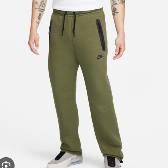 Nike Tech Men's Fleece Open-Hem Pants Neutral Olive/Black sinch bottom size 3XL - Picture 5 of 11